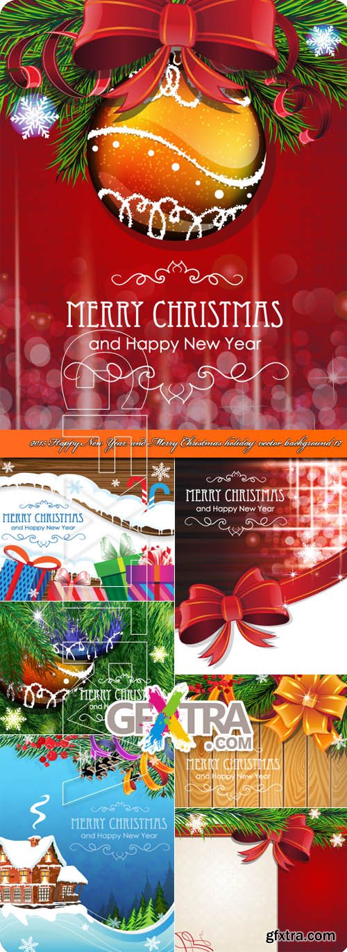 2015 Happy New Year and Merry Christmas holiday vector background 12