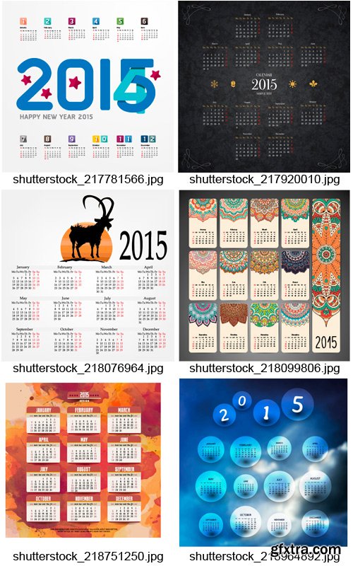 Amazing SS - 2015 Calendar Templates 4, 25xEPS