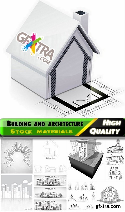 Building and architecture with drawings - 25 Eps