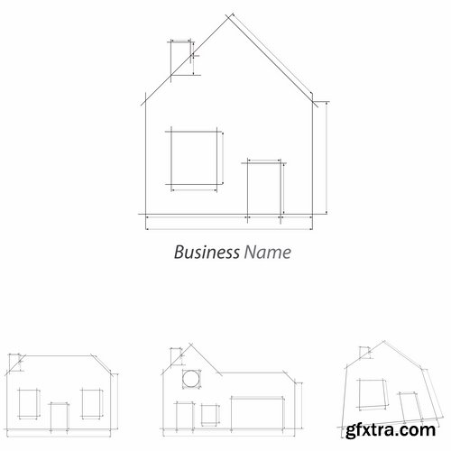 Building and architecture with drawings - 25 Eps