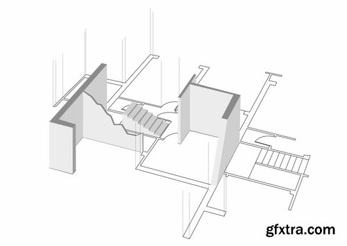 Building and architecture with drawings - 25 Eps