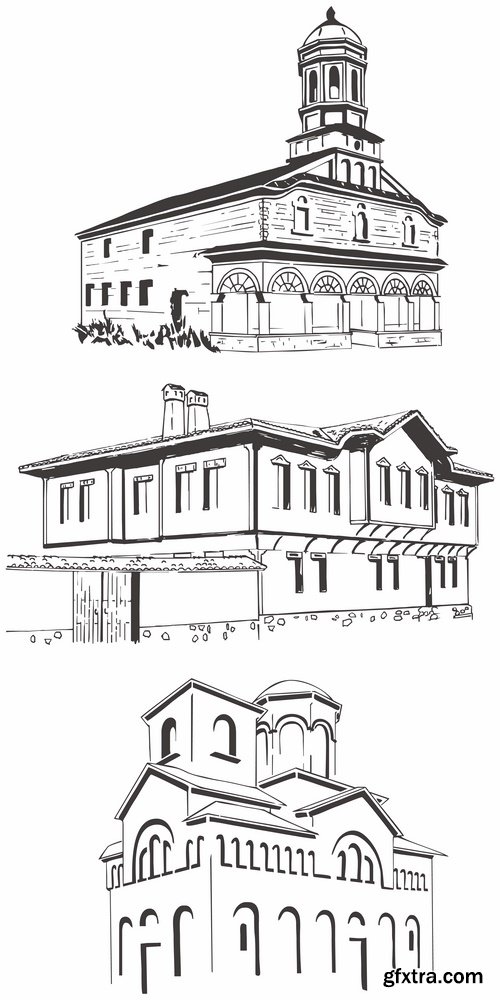 Building and architecture with drawings - 25 Eps