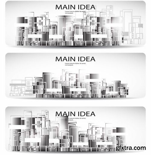 Building and architecture with drawings - 25 Eps