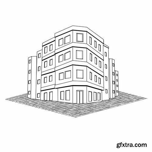 Building and architecture with drawings - 25 Eps