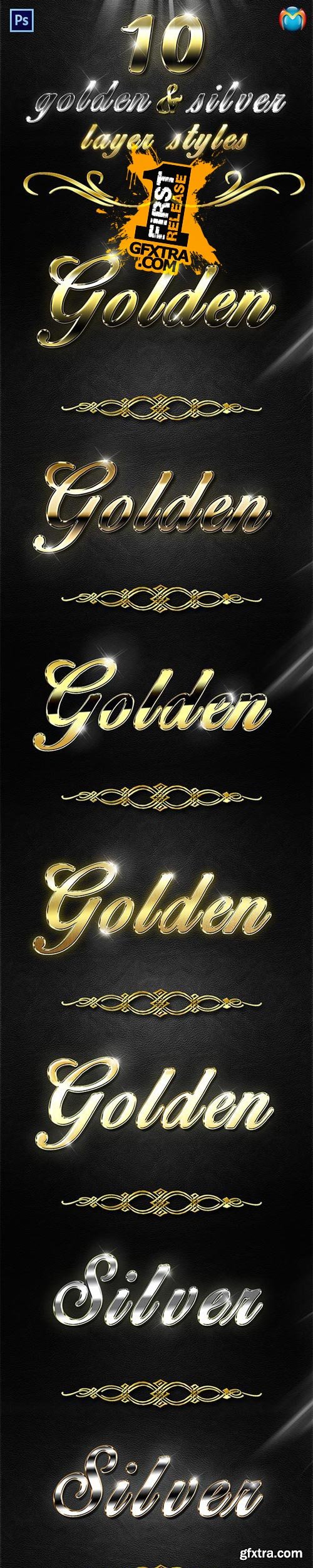 GraphicRiver - Golden & Silver Layer Styles V.2 9440356