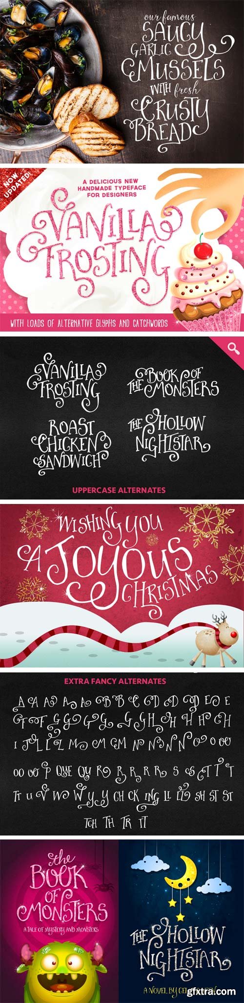 Vanilla Frosting Font Family - 3 Fonts for $25 (+ 4 Glitter Photoshop Styles)