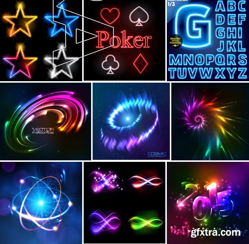 Stock Vectors - Neon styles, 25xEPS