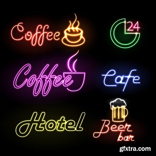 Stock Vectors - Neon styles, 25xEPS