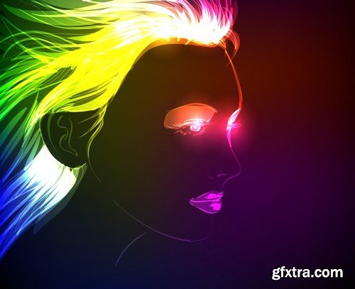 Stock Vectors - Neon styles, 25xEPS