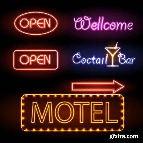 Stock Vectors - Neon styles, 25xEPS