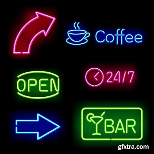 Stock Vectors - Neon styles, 25xEPS