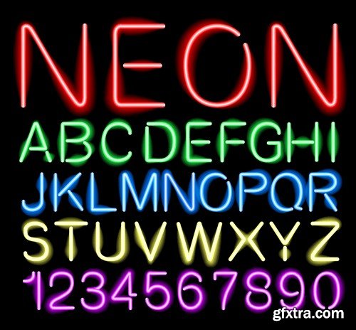 Stock Vectors - Neon styles, 25xEPS