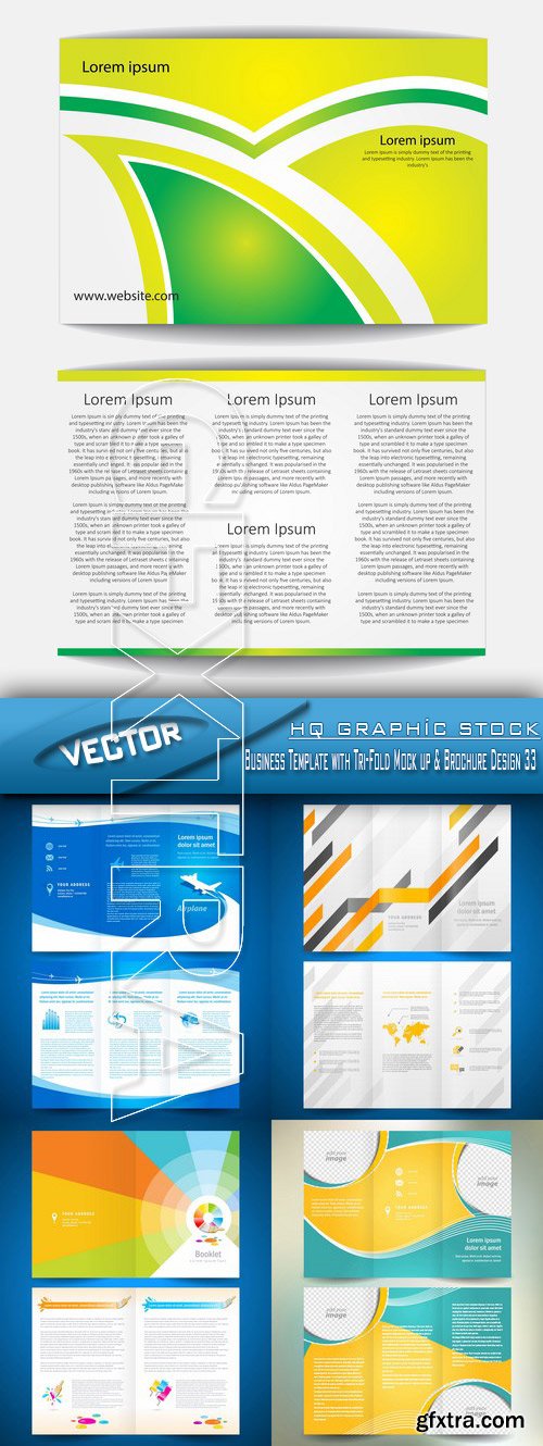 Stock Vector - Business Template with Tri-Fold Mock up & Brochure Design 33