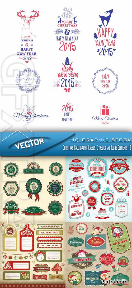 Stock Vector - Christmas Calligraphic Labels, Symbols and Icons Elements 13