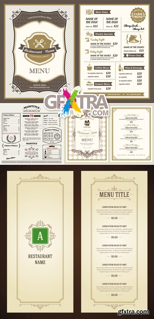 Vintage Menu Templates Vector