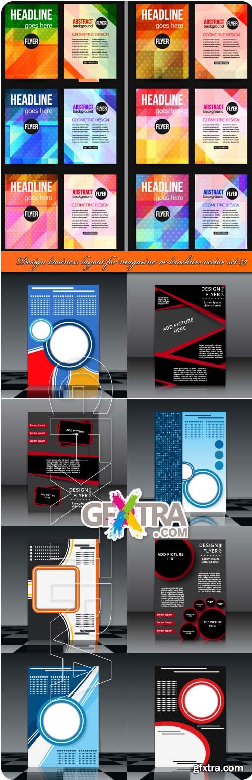 Design business layout for magazine or brochure vector set 39