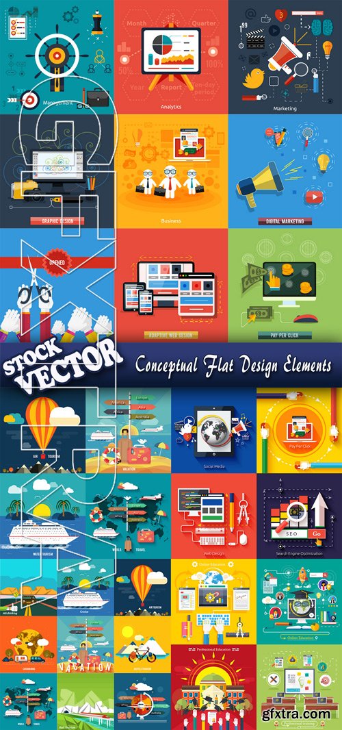 Stock Vector - Conceptual Flat Design Elements