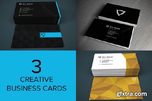 CreativeMarket - 3 Creative Business Cards 109329