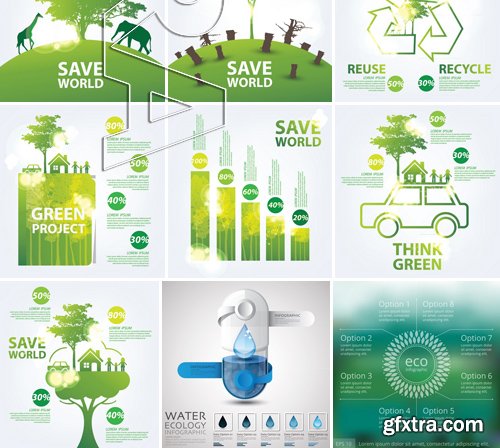 Stock Vectors - Ecology infographic template 4, 25xEPS