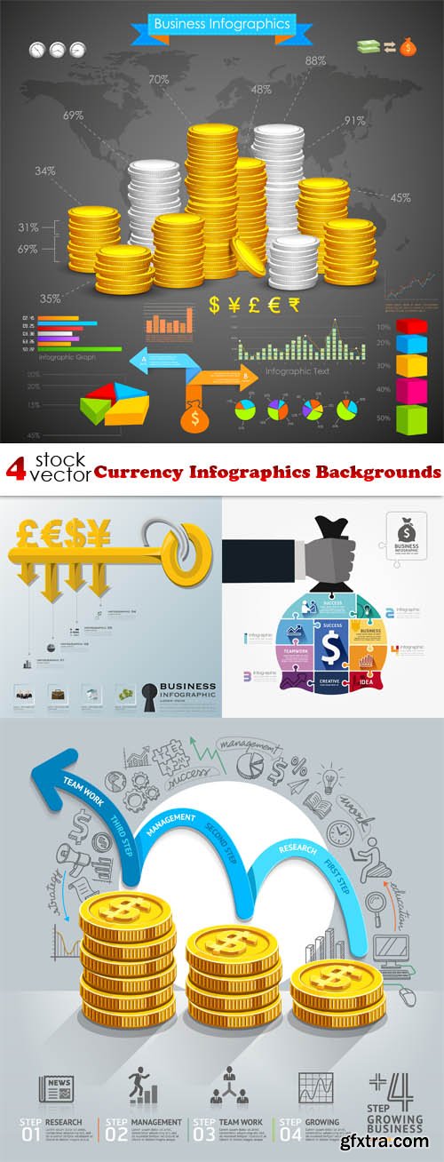 Vectors - Currency Infographics Backgrounds