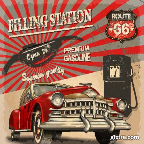 Car Service Retro Grunge Posters - 25x EPS