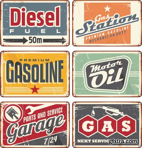 Car Service Retro Grunge Posters - 25x EPS