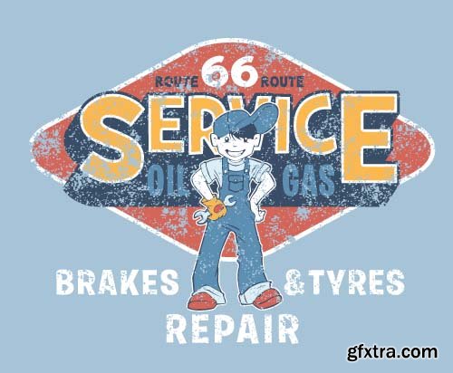 Car Service Retro Grunge Posters - 25x EPS