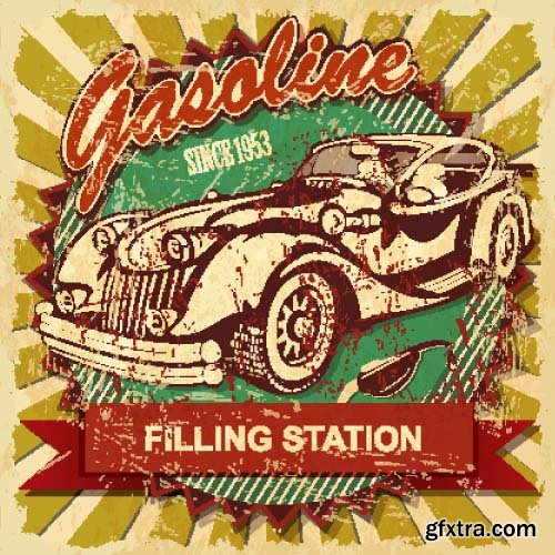 Car Service Retro Grunge Posters - 25x EPS