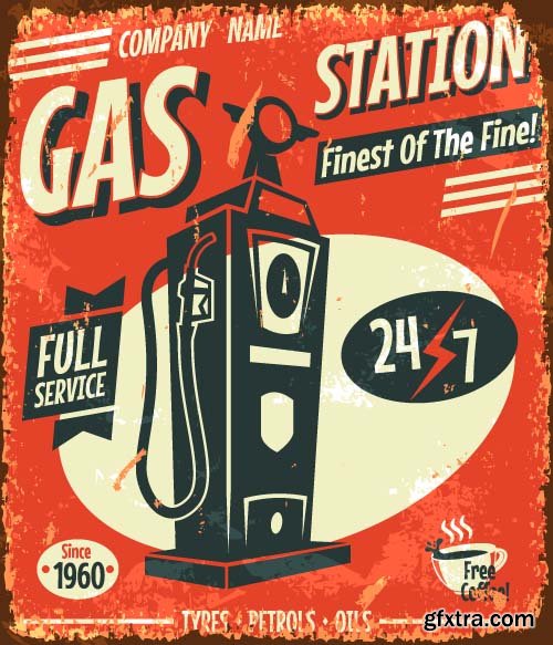 Car Service Retro Grunge Posters - 25x EPS