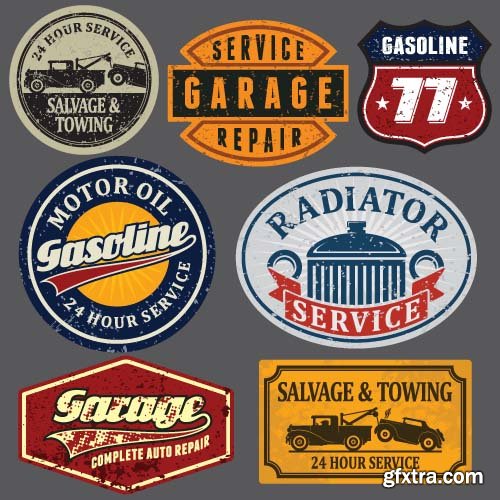 Car Service Retro Grunge Posters - 25x EPS