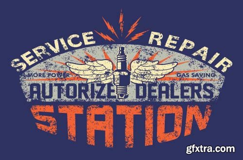 Car Service Retro Grunge Posters - 25x EPS