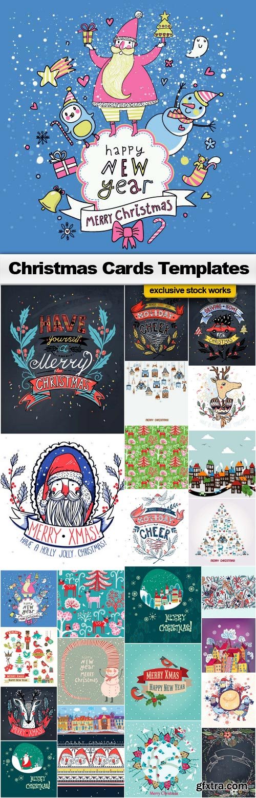 Christmas Vector Cards Templates - 25x EPS