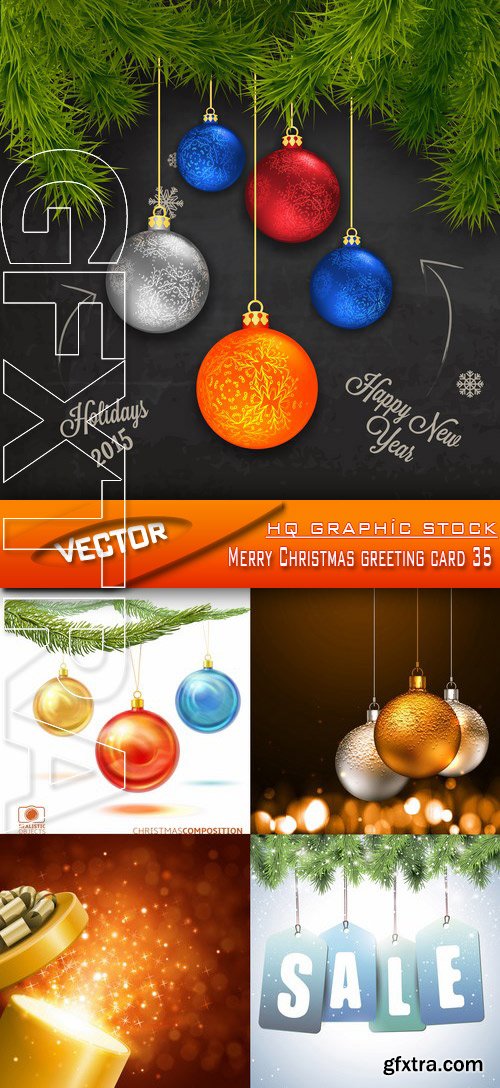 Stock Vector - Merry Christmas greeting card 35