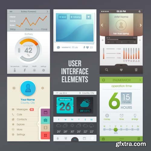 Mobile User Interface Vector Templates - 25x EPS