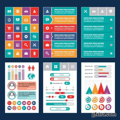 Mobile User Interface Vector Templates - 25x EPS