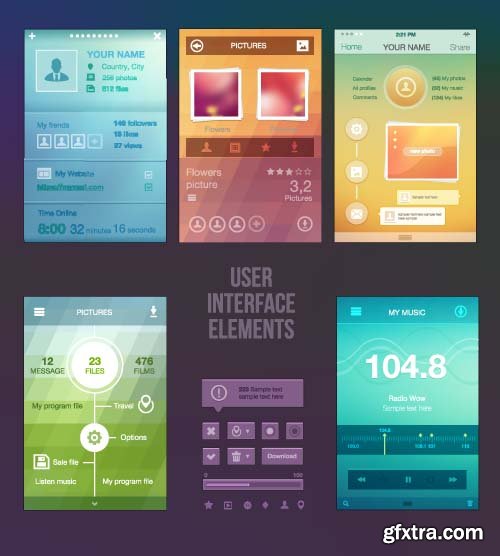 Mobile User Interface Vector Templates - 25x EPS