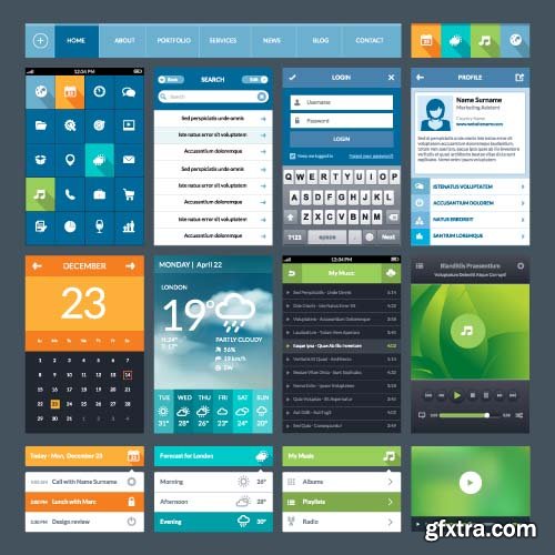 Mobile User Interface Vector Templates - 25x EPS