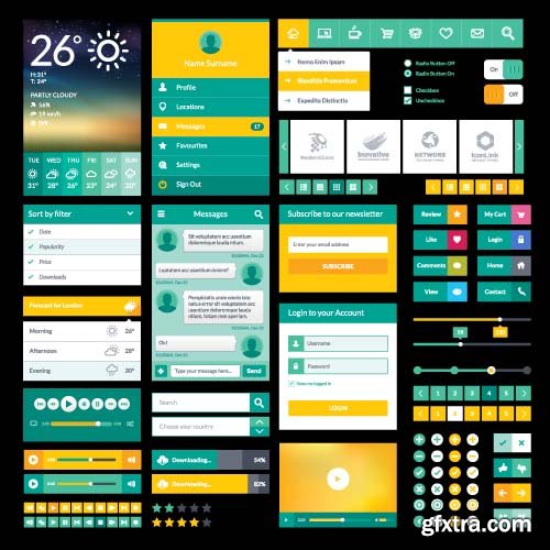 Mobile User Interface Vector Templates - 25x EPS