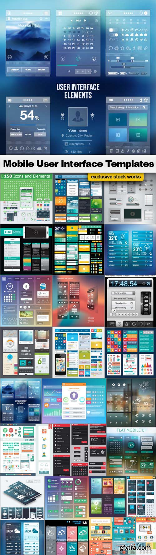 Mobile User Interface Vector Templates - 25x EPS