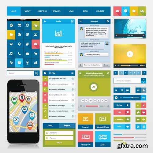 Mobile User Interface Vector Templates - 25x EPS