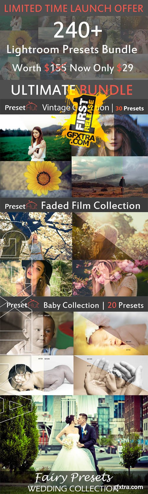 240+ Premium Lightroom Presets - Creativemarket 110373