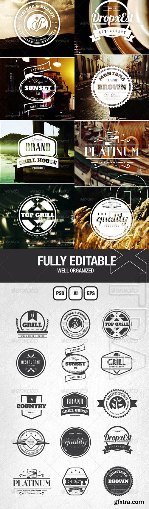 Retro Vintage Labels & Badges Logos V7 - GraphicRiver 6801064