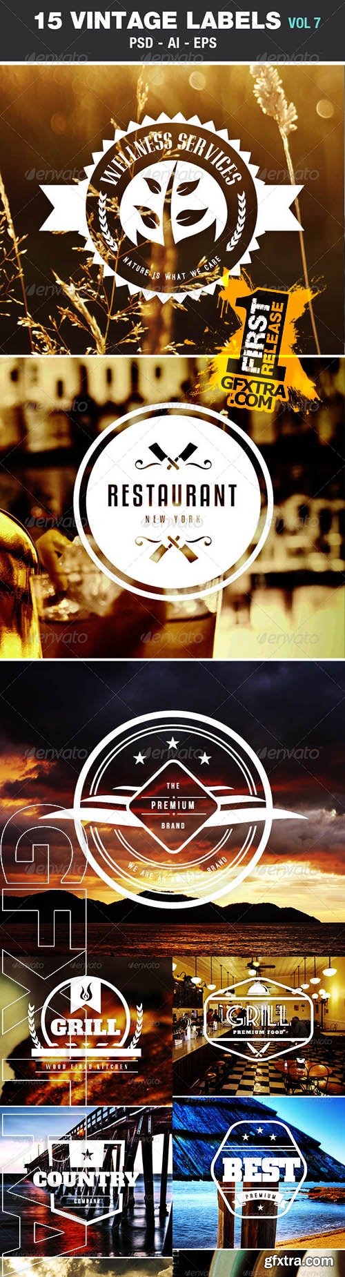 Retro Vintage Labels & Badges Logos V7 - GraphicRiver 6801064