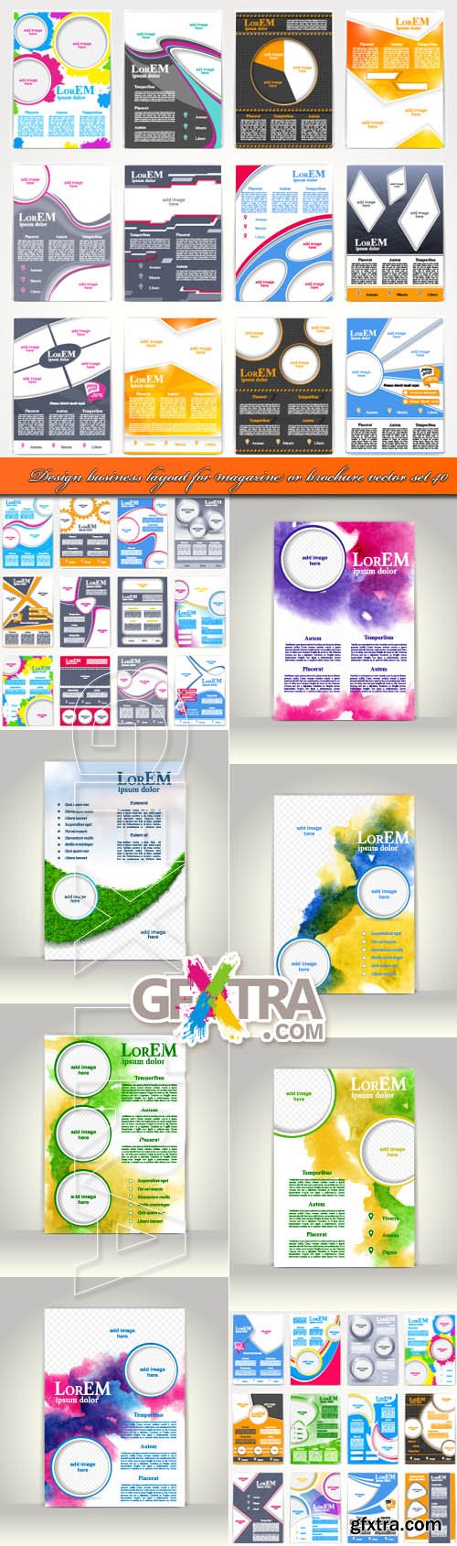 Design business layout for magazine or brochure vector set 40