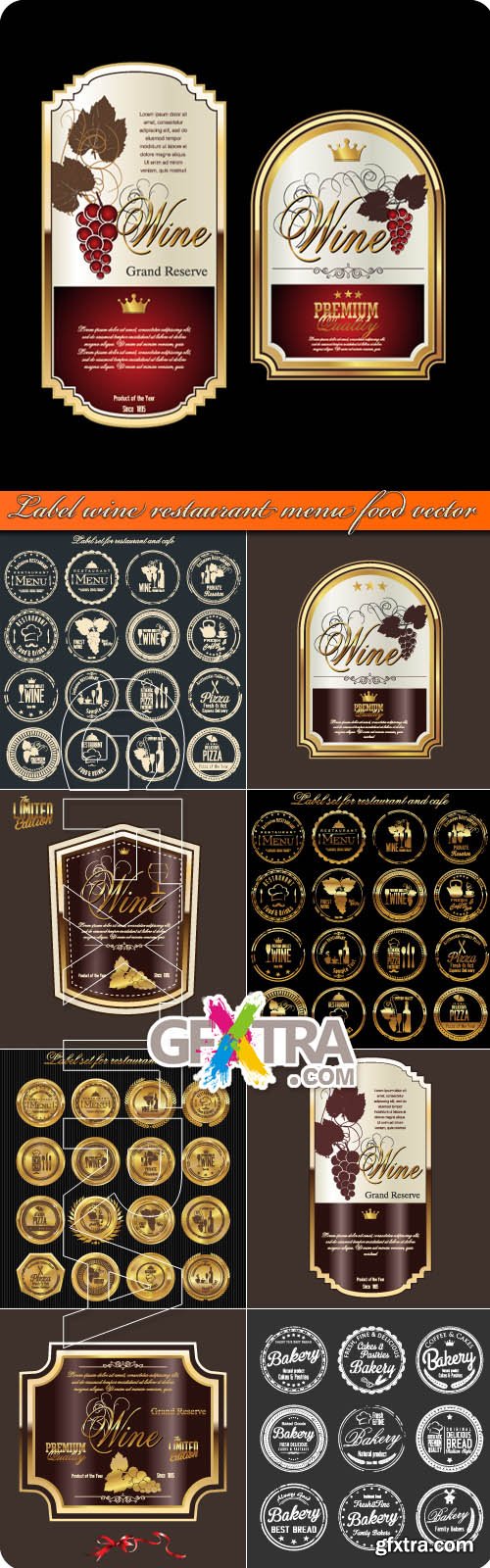 Label wine restaurant menu food vector