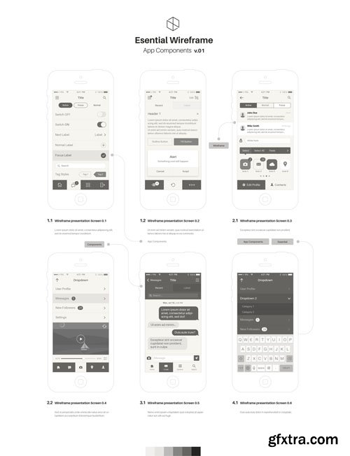 Mobile iOS Wireframe App Stencil v1