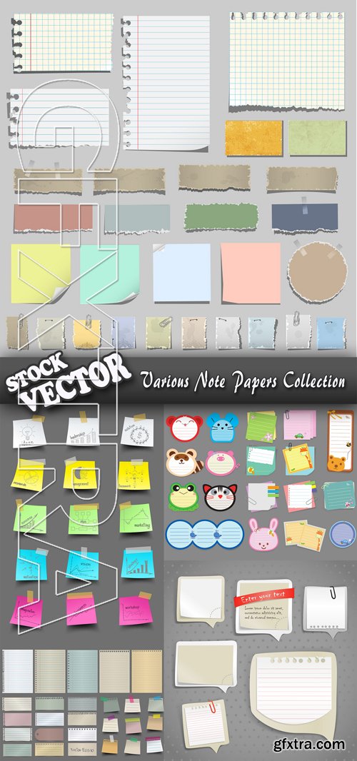 Stock Vector - Various Note Papers Collection