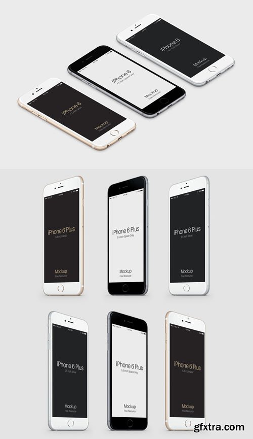 3D View iPhone 6 PSD Vector Mockup Collection