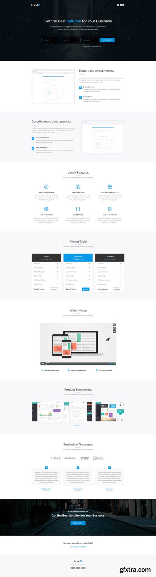 PSD Web Template - LandX - One Page Theme