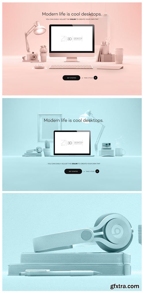 PSD 3D Desktop Web Showcase Vol1